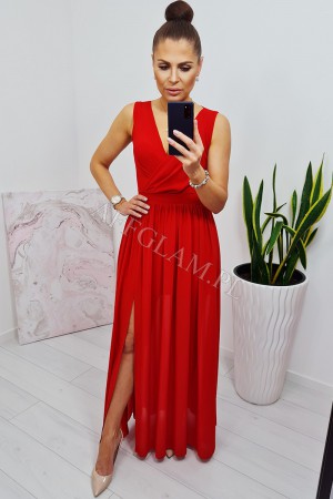 Sukienka długa szyfonowa chloe czerwona