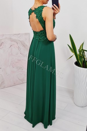 Sukienka długa z górą koronkową evelyn zielona