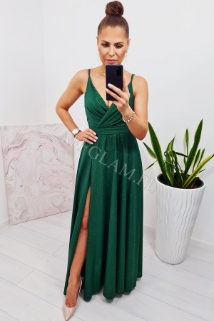 Sukienka długa na ramiączkach mandy zielona brokat