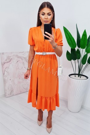 Sukienka midi z rękawem seila 2 pomarańczowa